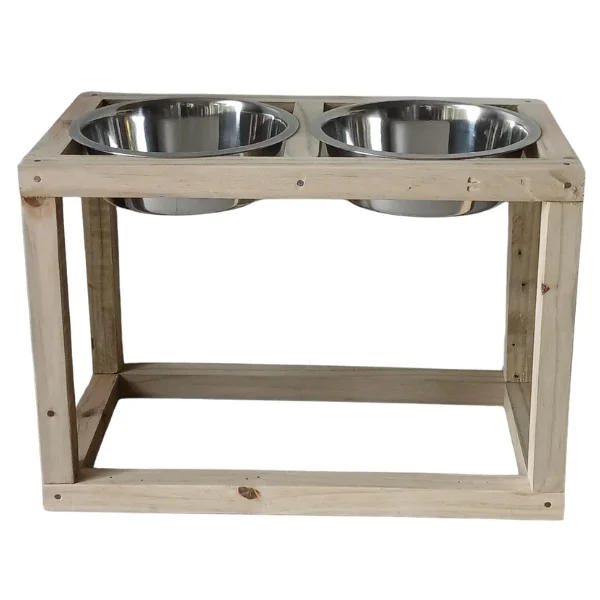Large, Double, Raw elevated dog bowl stand