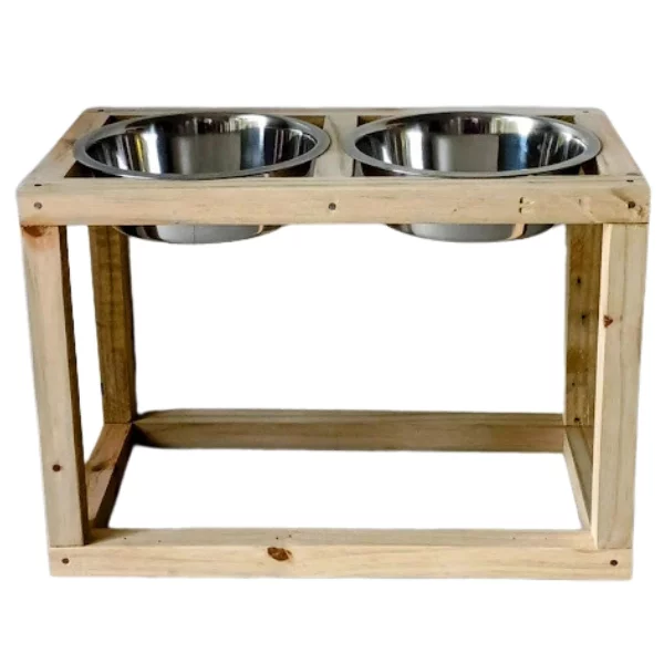 Med - Large, Double, Raw elevated dog bowl stand