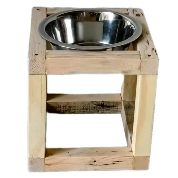Medium, Single, Raw elevated dog bowl stand