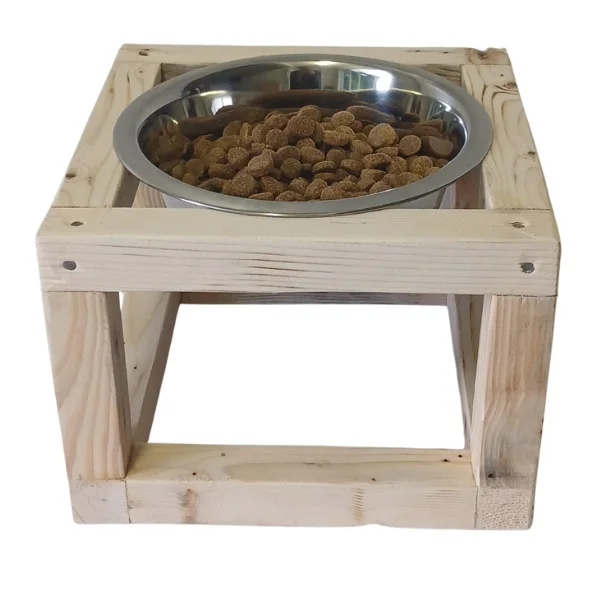Small - Medium, Single, Raw Elevated dog bowl stand
