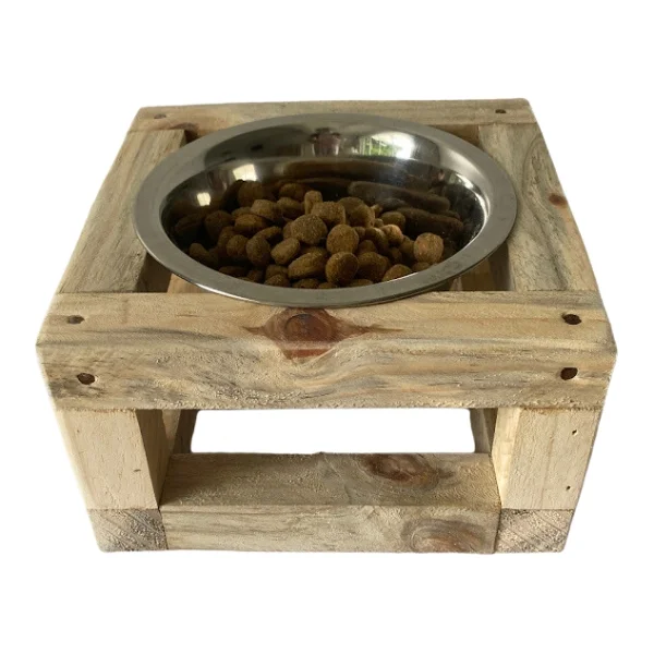 Small, Single, Raw Elevated Dog Bowl Stand